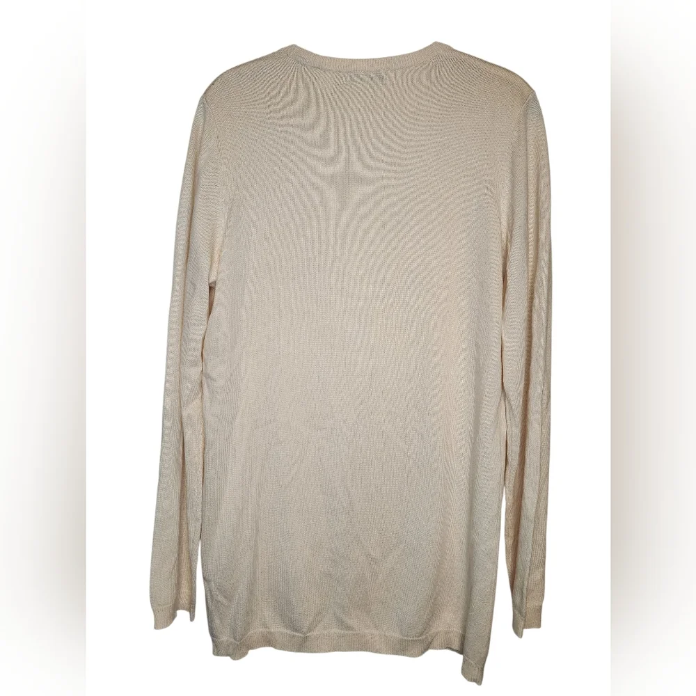 MODA INTERNATIONAL Cream Silk Cashmere Gem Embellished Cardigan L